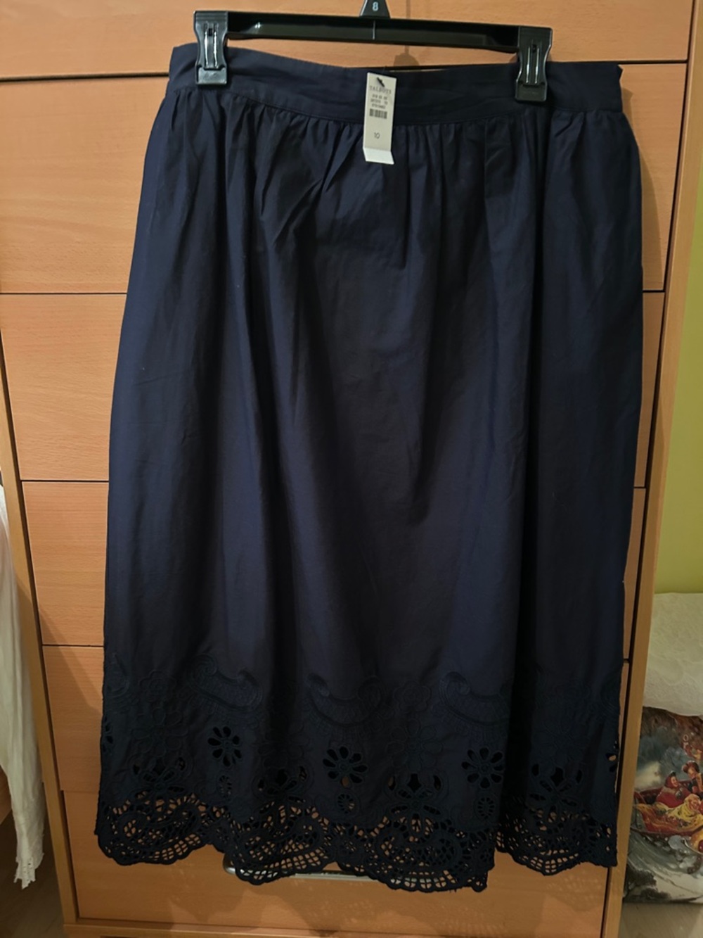 New cotton Talbots black Eyelet Hem Midi Skirt